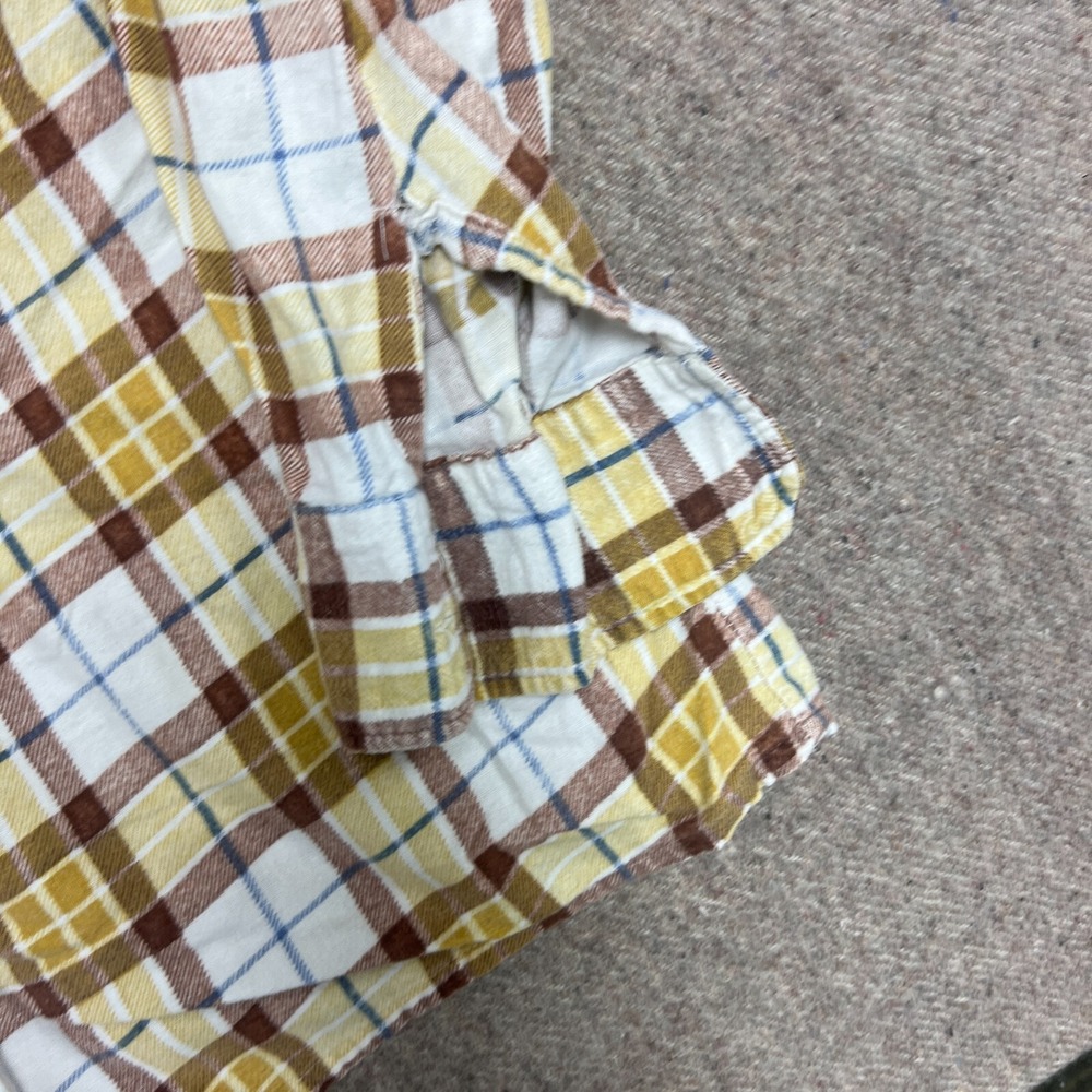 Vintage Sear Flannel Shirt Mens Large Yellow 1970s Long Sleeve - Picture 3 of 9